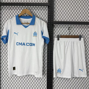 Olympique Marseille 2025/26 Home Kids Jersey And Shorts Kit