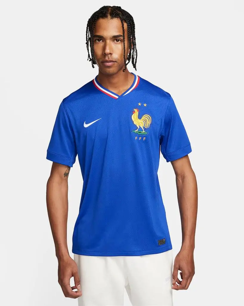 France national team home jersey shown on model for retail product presentation